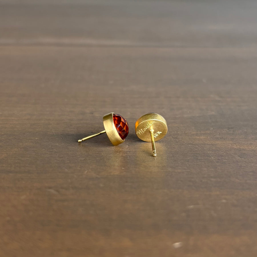 Round Rose Cut Brazilian Citrine Stud Earrings