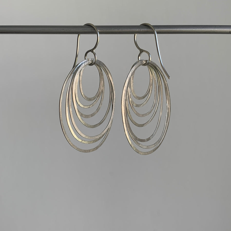 Silver Oval Ripple Earrings