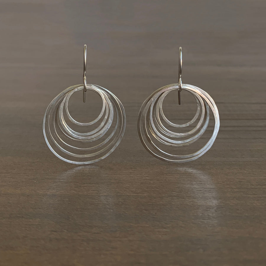 Small Silver Circle Ripple Earrings