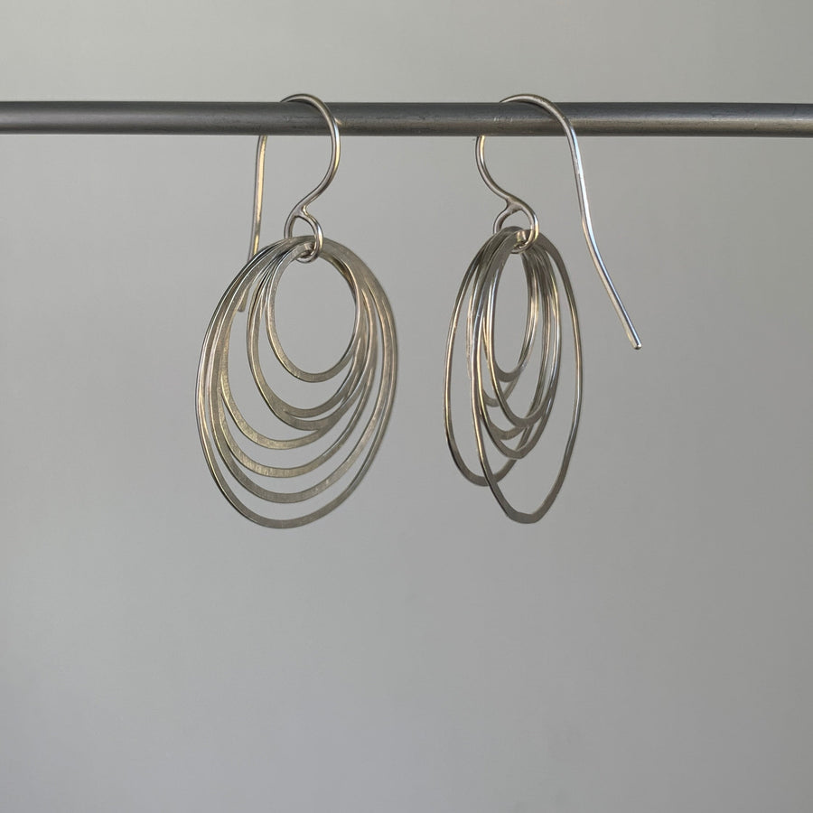 Small Silver Circle Ripple Earrings