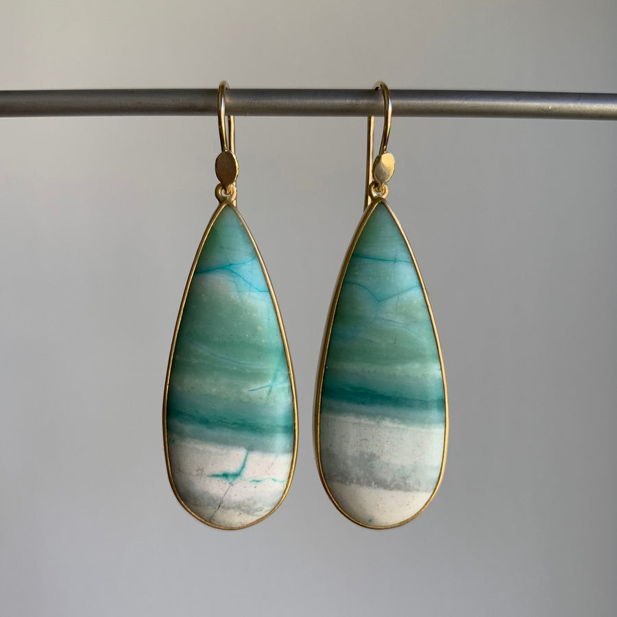Opalized Wood Oceanic Drop Earrings