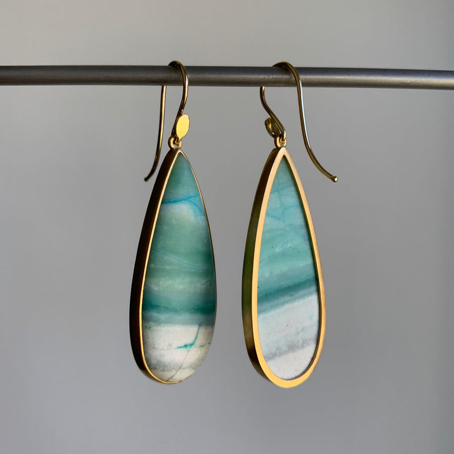 Opalized Wood Oceanic Drop Earrings