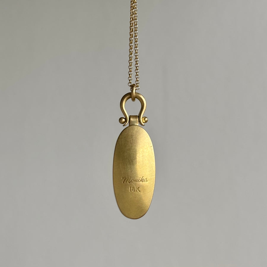 Long Oval Brazilian Citrine Cabochon Pendant