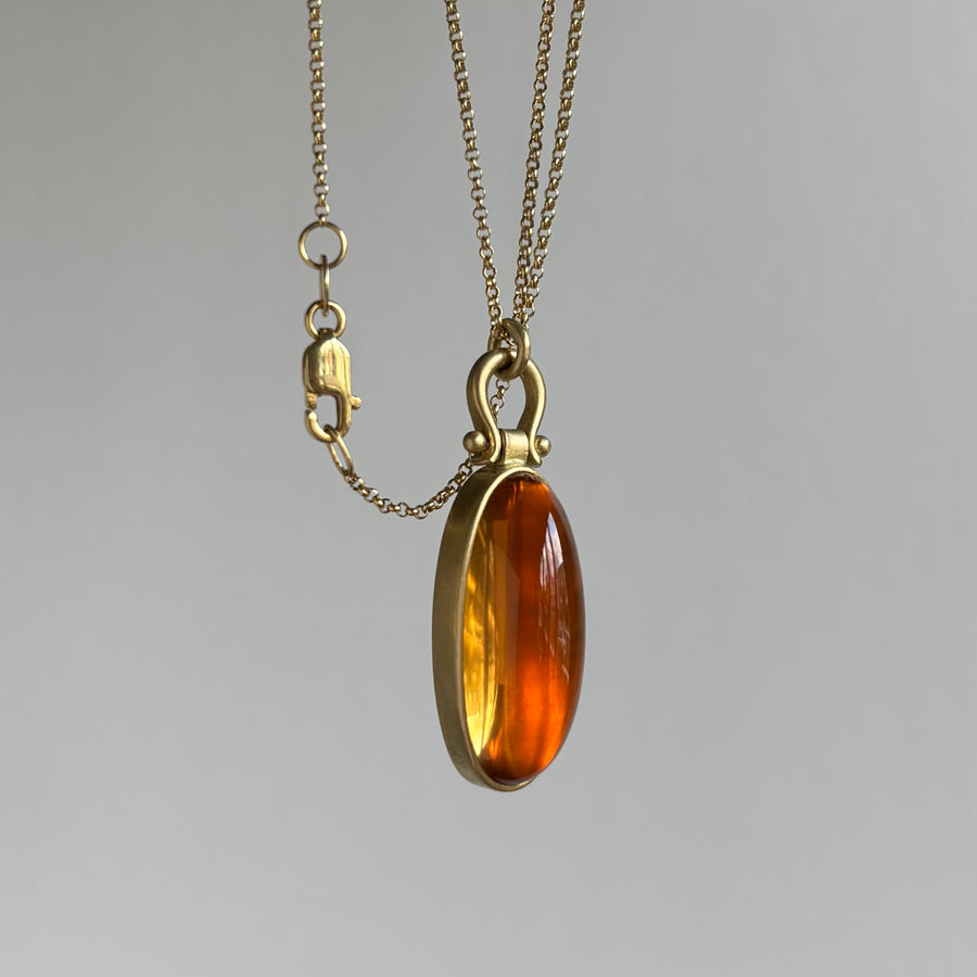 Long Oval Brazilian Citrine Cabochon Pendant