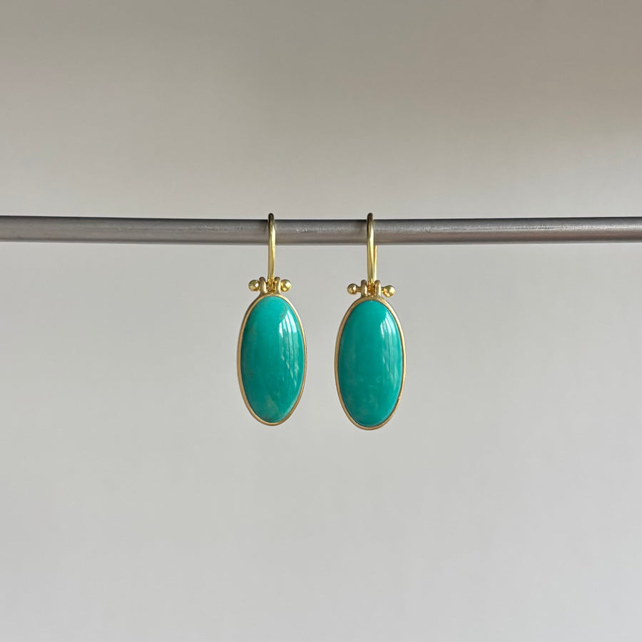 Oval Kingman Turquoise Earrings