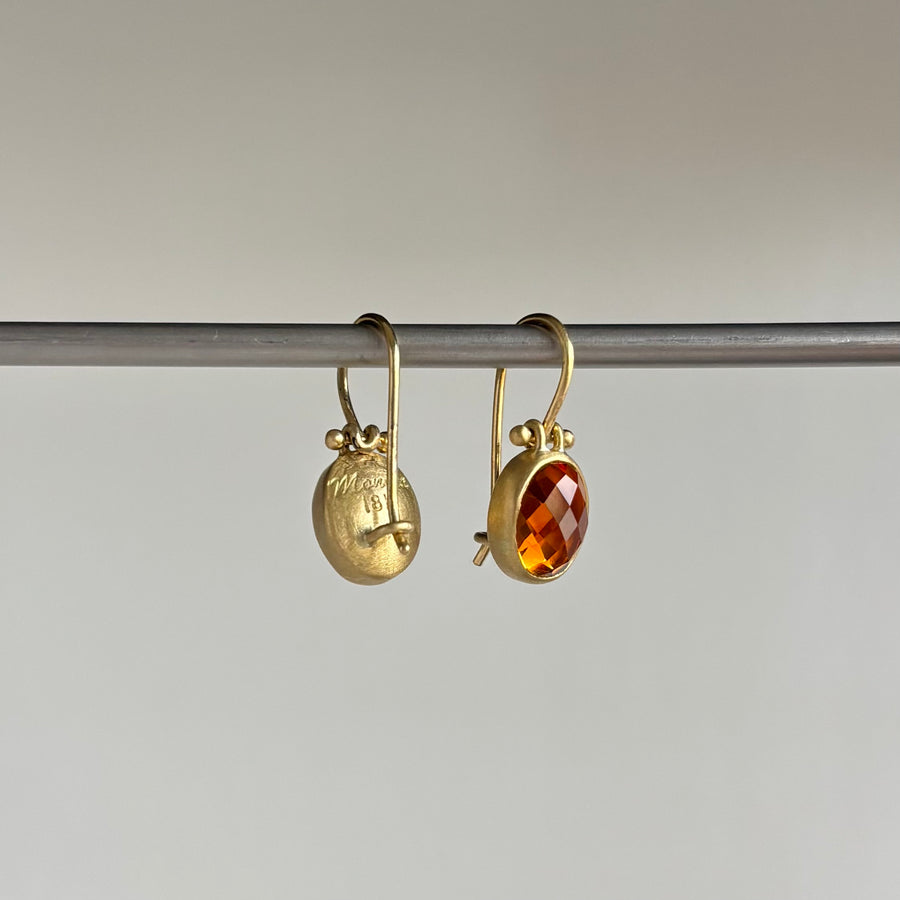Oval Rose Cut Brazilian Citrine Earrings with Clasps