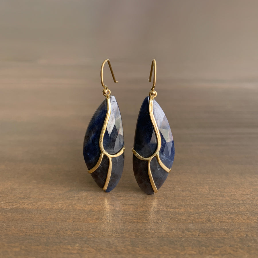 Dark Blue Sapphire Butterfly Earrings