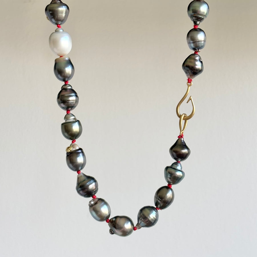 Dawn Grey Tahitian Pearl Ruthie B. Necklace with Barnacles
