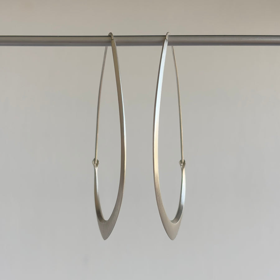 Large Silver Facet Hoop Earrings