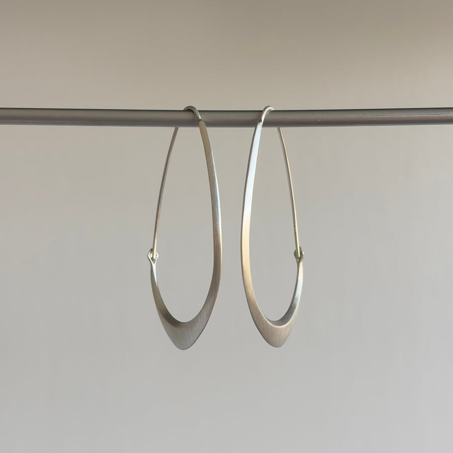 Medium Silver Facet Hoop Earrings