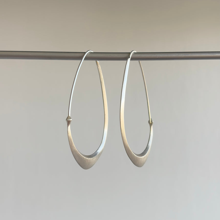 Medium Silver Facet Hoop Earrings