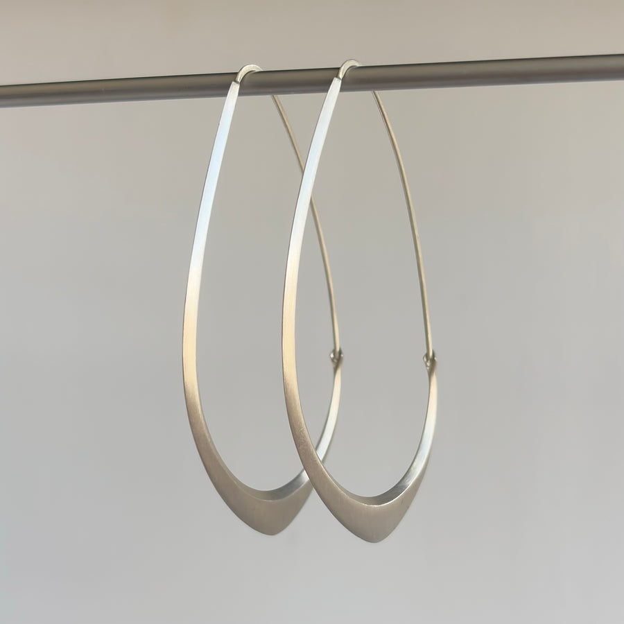 Large Silver Facet Hoop Earrings