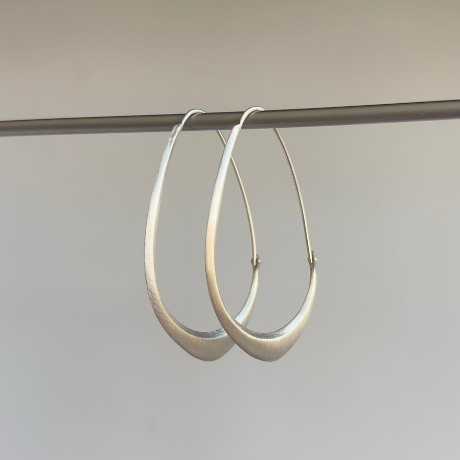 Medium Silver Facet Hoop Earrings
