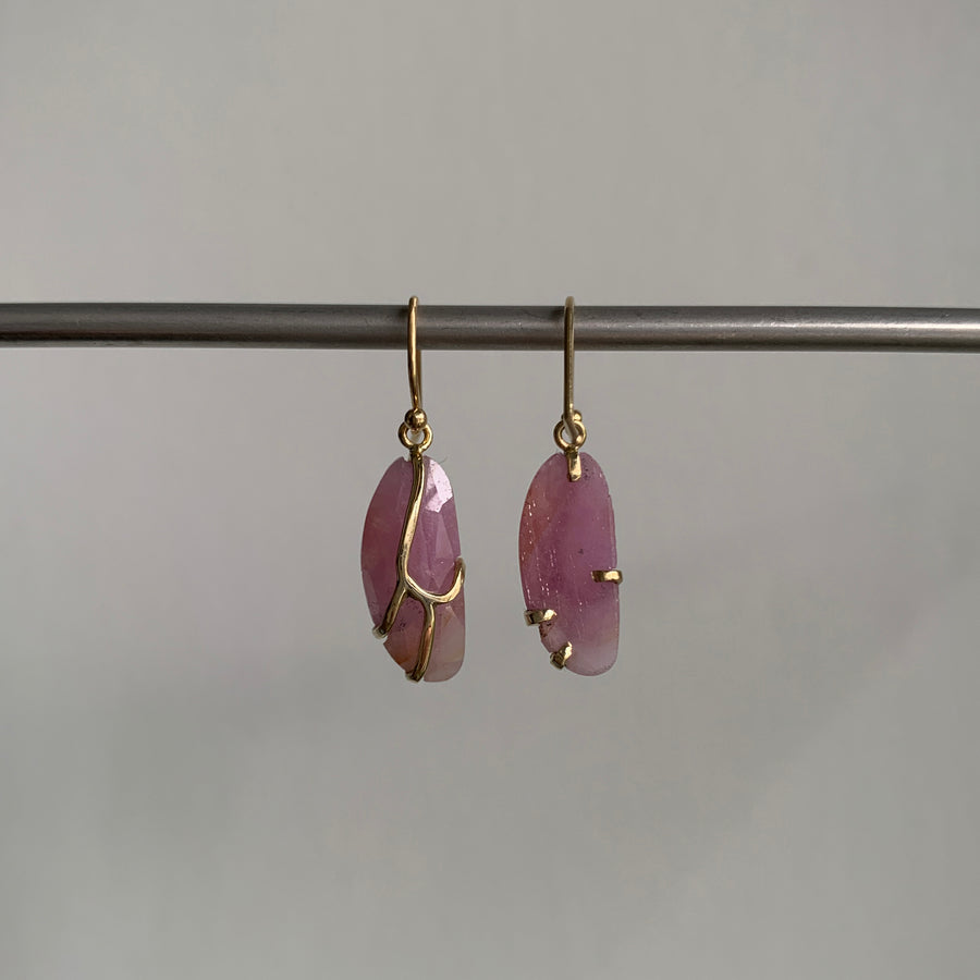 Small Pink Sapphire Butterfly Earrings