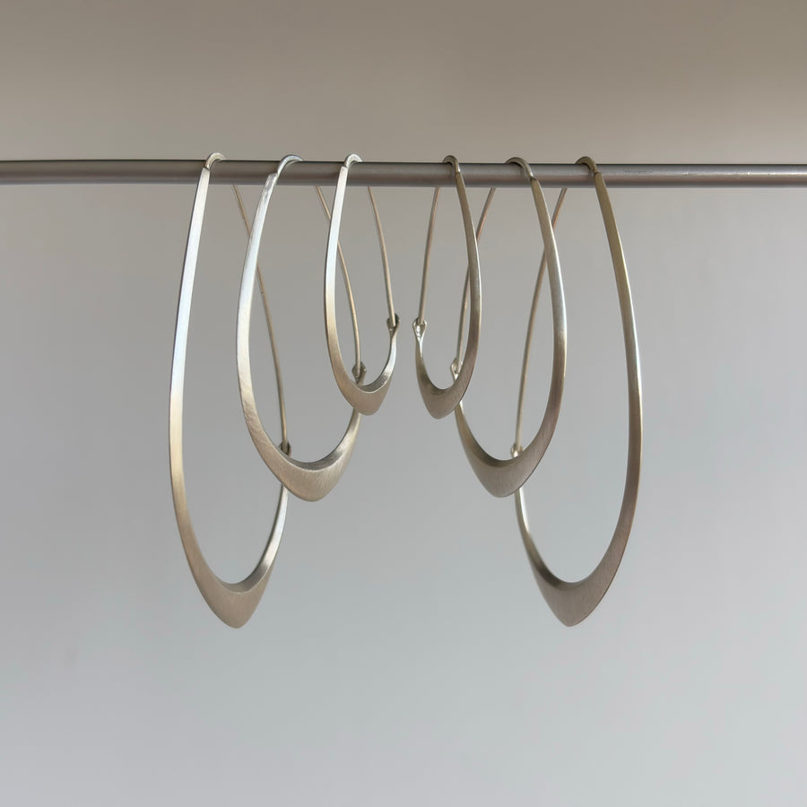 Large Silver Facet Hoop Earrings