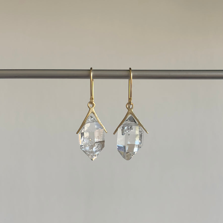 Medium Gold Sticks & Stones Herkimer Earrings