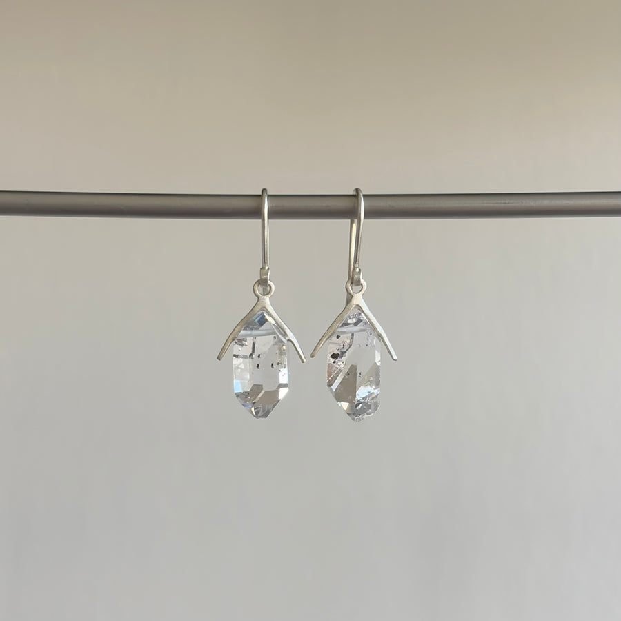 Medium Silver Sticks & Stones Herkimer Earrings