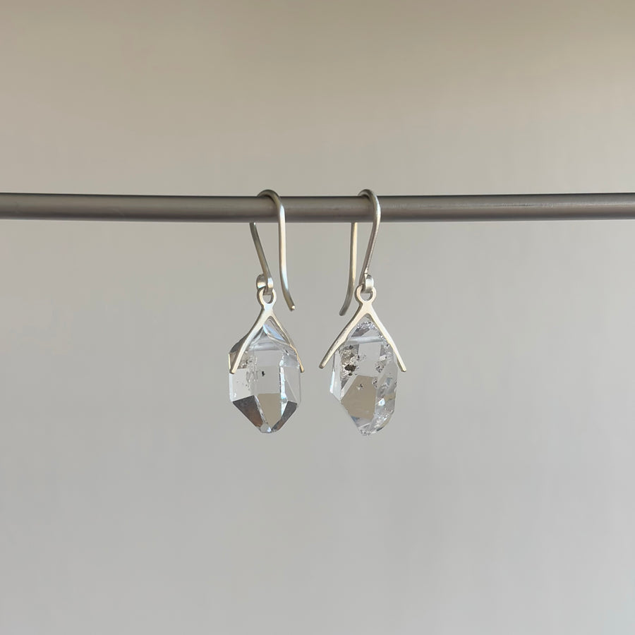 Medium Silver Sticks & Stones Herkimer Earrings