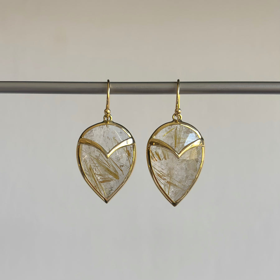 Rutilated Quartz Owl Earrings