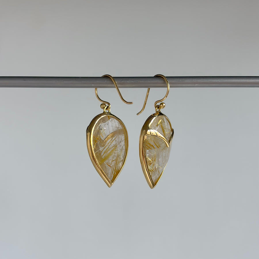 Rutilated Quartz Owl Earrings