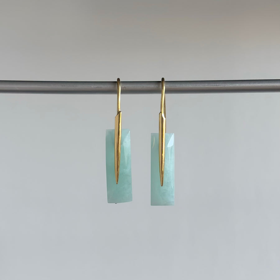 Glacial Aquamarine Feather Earrings