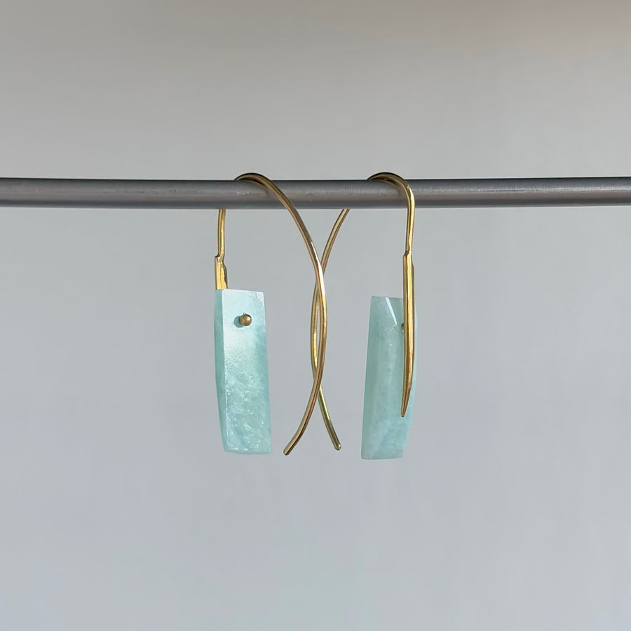 Glacial Aquamarine Feather Earrings