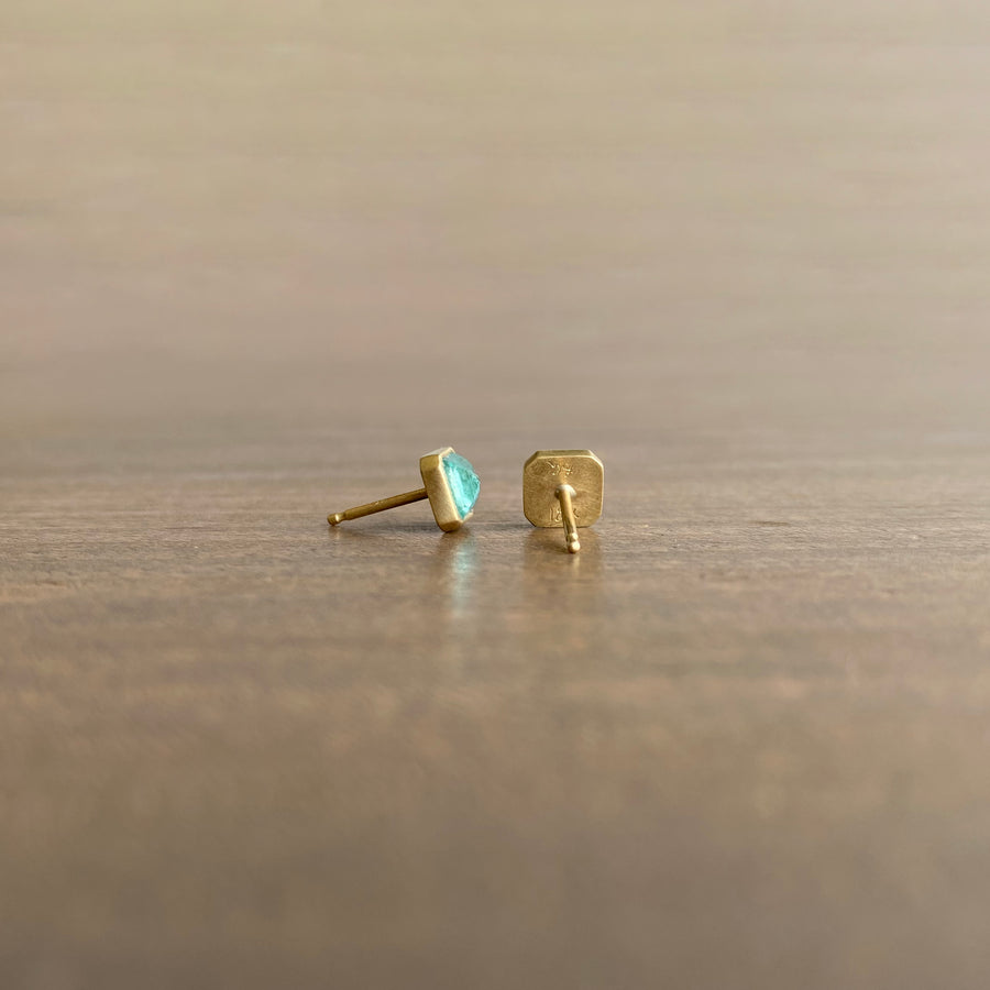 Brazilian Emerald Cut Emerald Stud Earrings