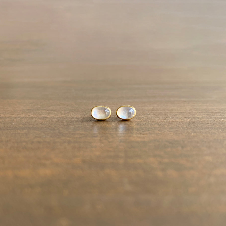 Oval Moonstone Stud Earrings