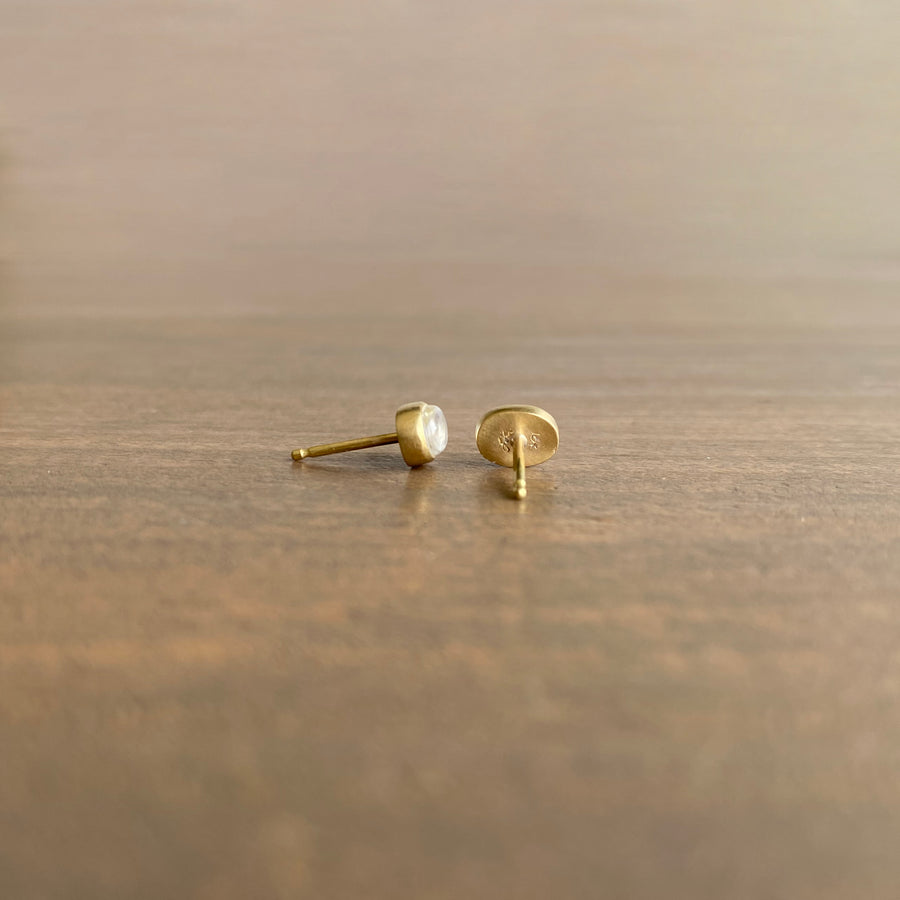 Oval Moonstone Stud Earrings