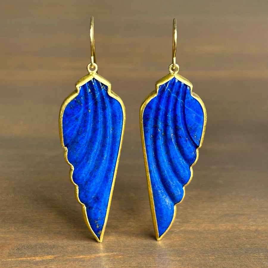 Large Lapis Wing Earrings