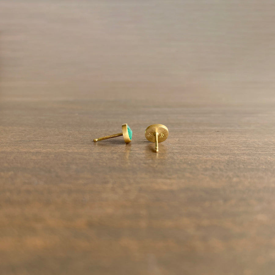 Zambian Emerald Pebble Stud Earrings