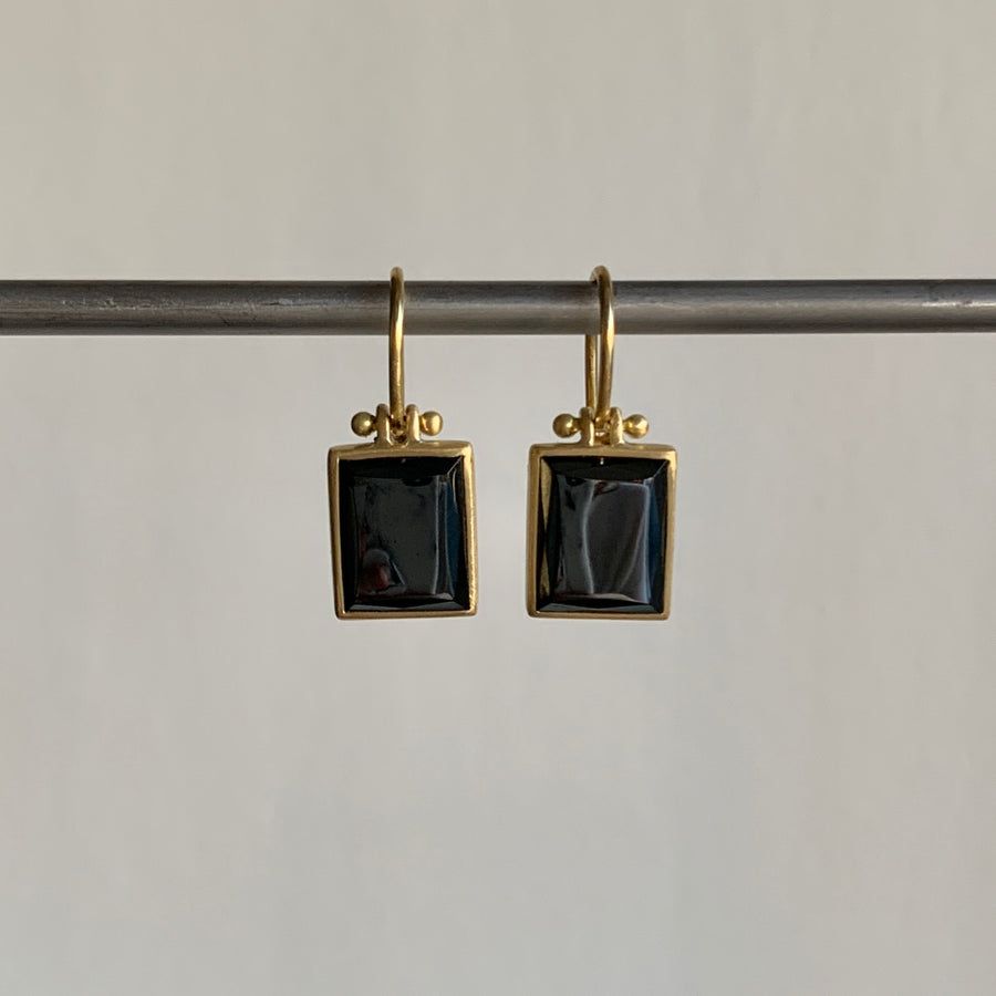 Black Rectangle Hematite Earrings