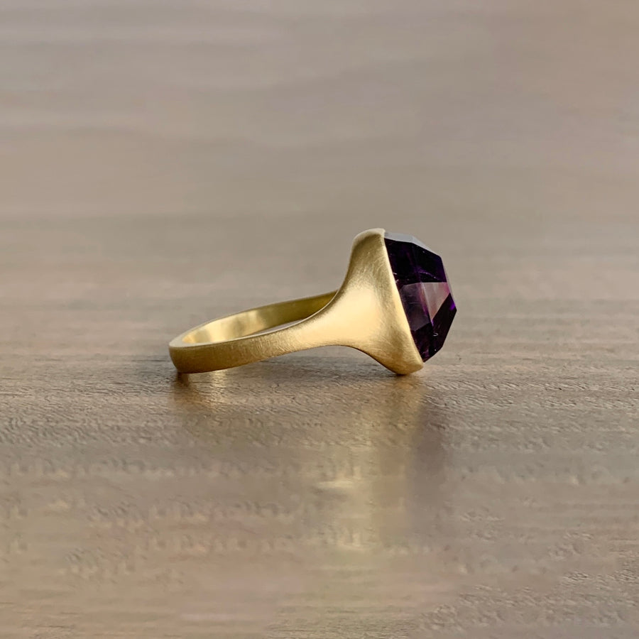 Faceted Oval Moroccan Fire Amethyst Cast Ring