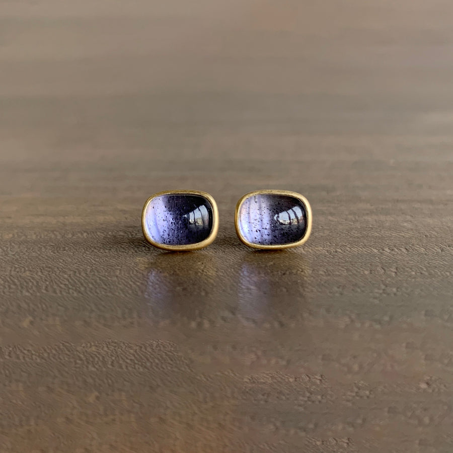 Iolite Cushion Cabochon Stud Earrings