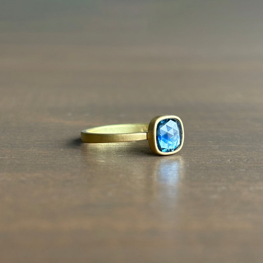 Blue Montana Sapphire Cushion Ring