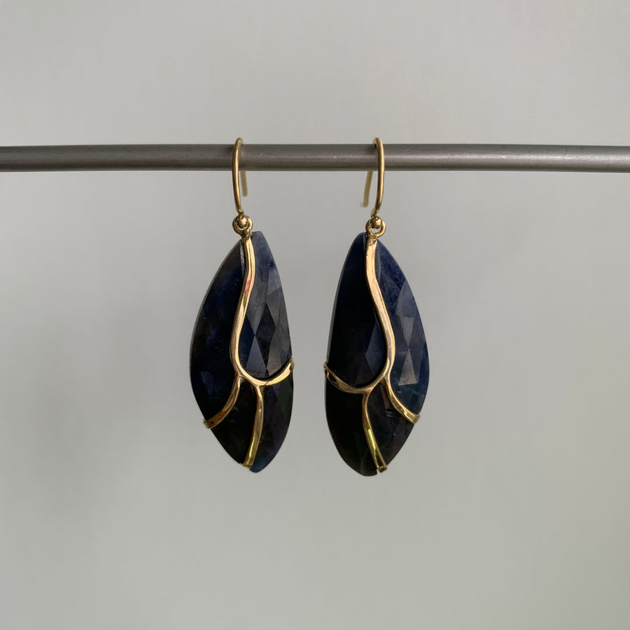 Dark Blue Sapphire Butterfly Earrings