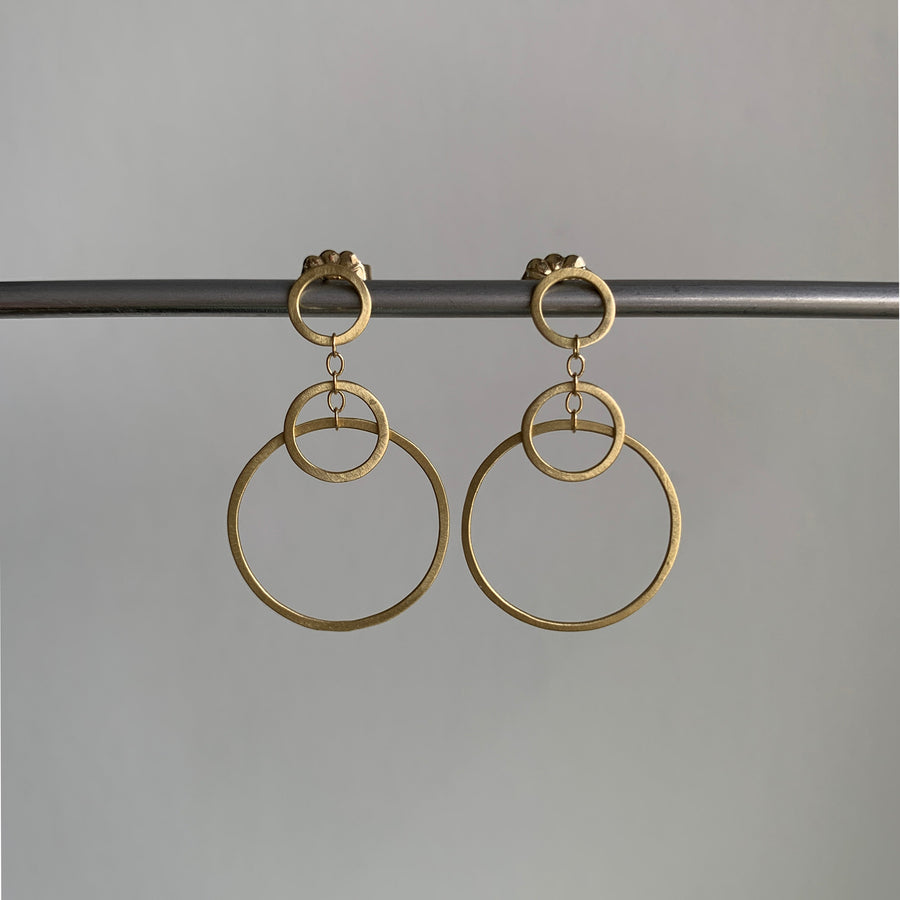 Delicate Small Gold Circle Bunch Post Earrings