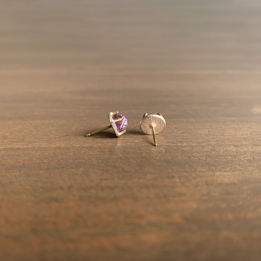 Carved Prong Set Amethyst Studs