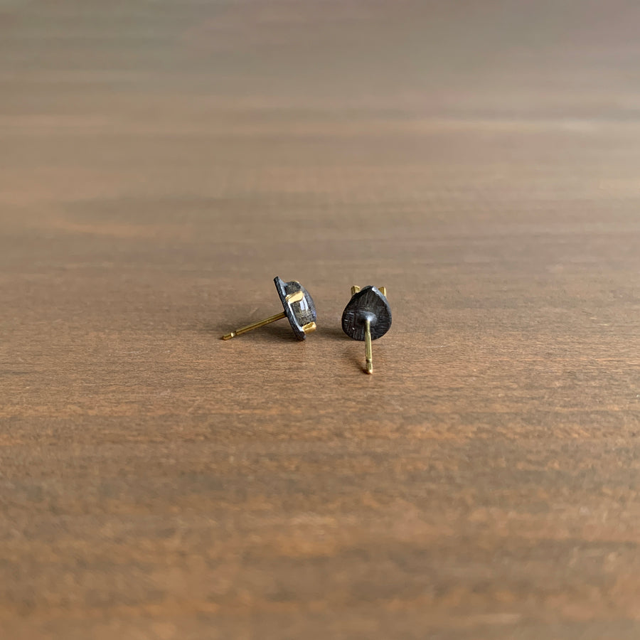 Carved Prong Set Labradorite Teardrop Stud Earrings