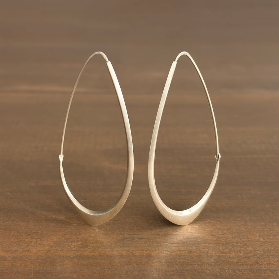 Large Silver Facet Hoop Earrings