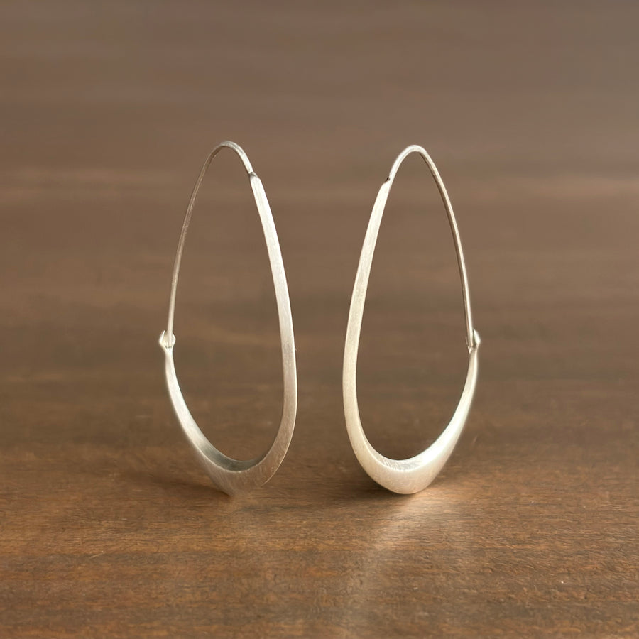 Medium Silver Facet Hoop Earrings