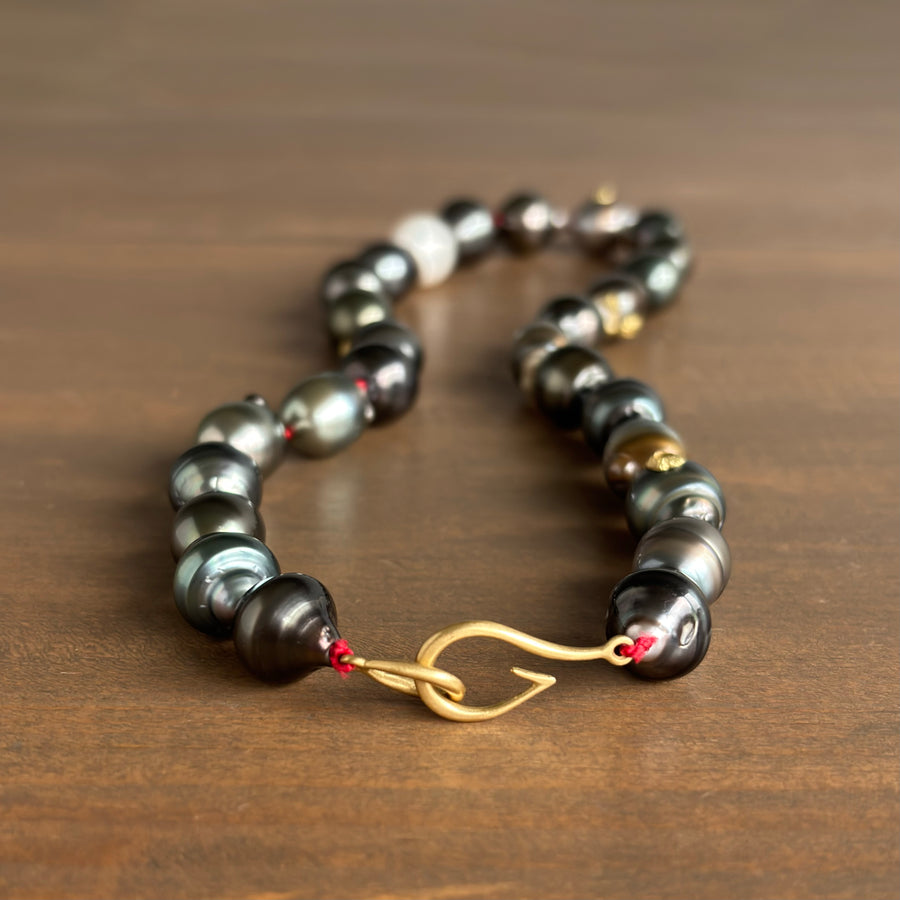 Dawn Grey Tahitian Pearl Ruthie B. Necklace with Barnacles