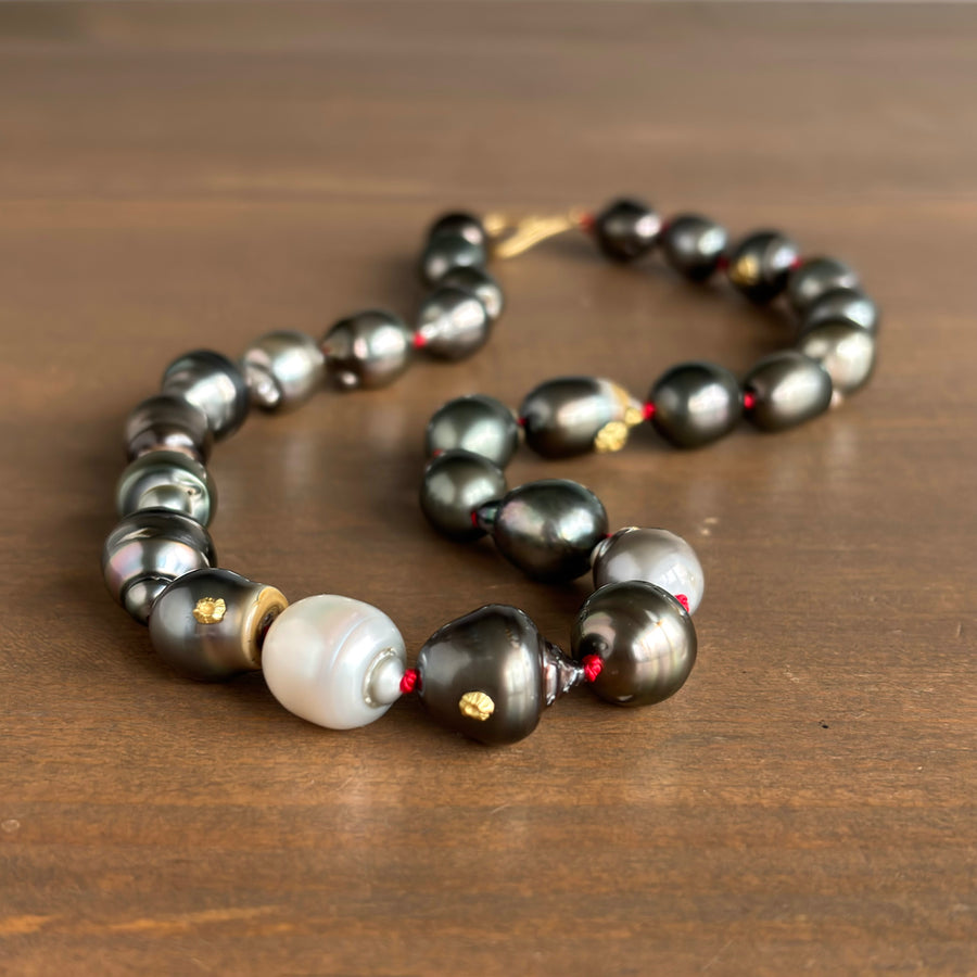 Dawn Grey Tahitian Pearl Ruthie B. Necklace with Barnacles