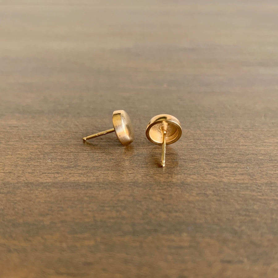 Large Gold Hewn Circle Post Earrings