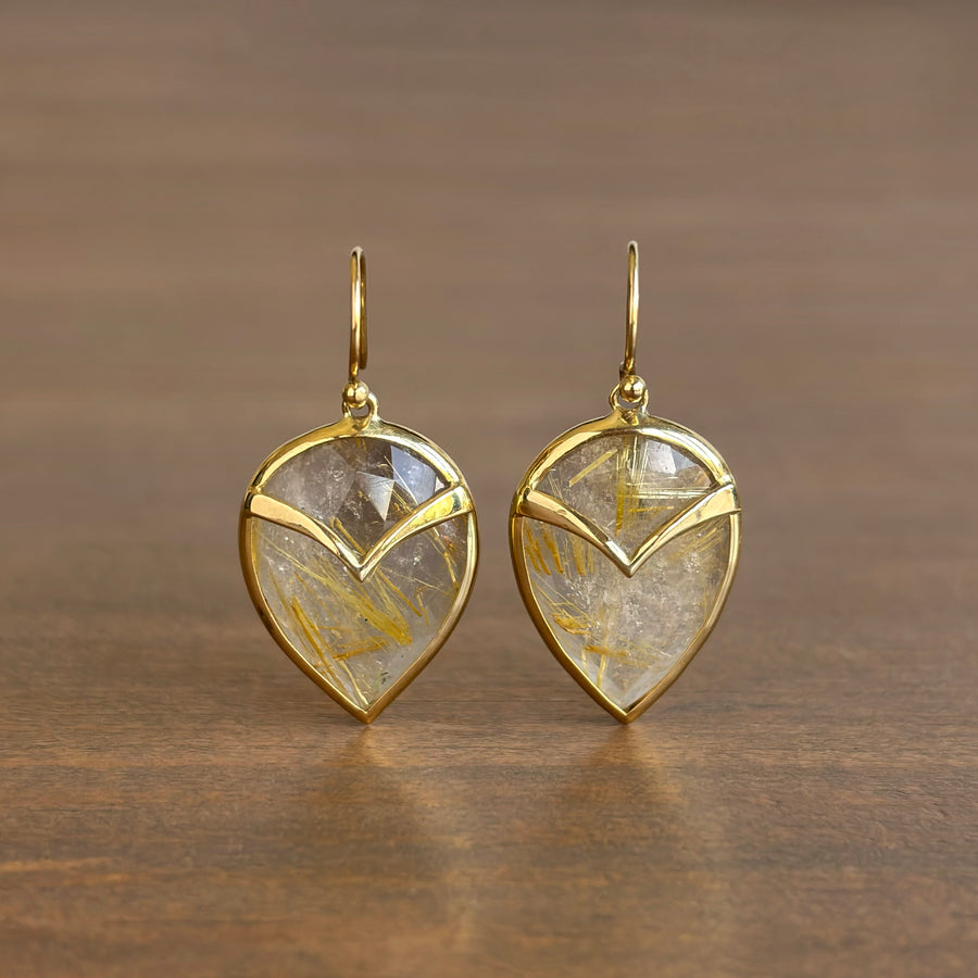Rutilated Quartz Owl Earrings