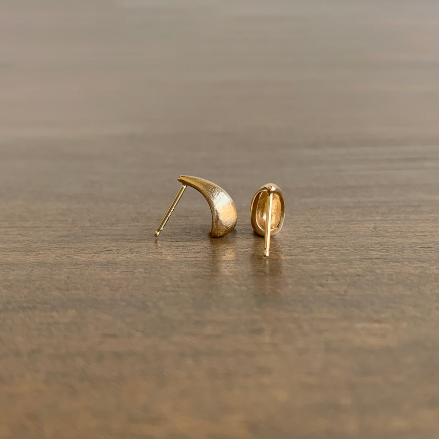 Larger Gold Hewn Teardrop Stud Earrings