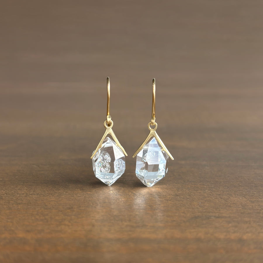 Medium Gold Sticks & Stones Herkimer Earrings