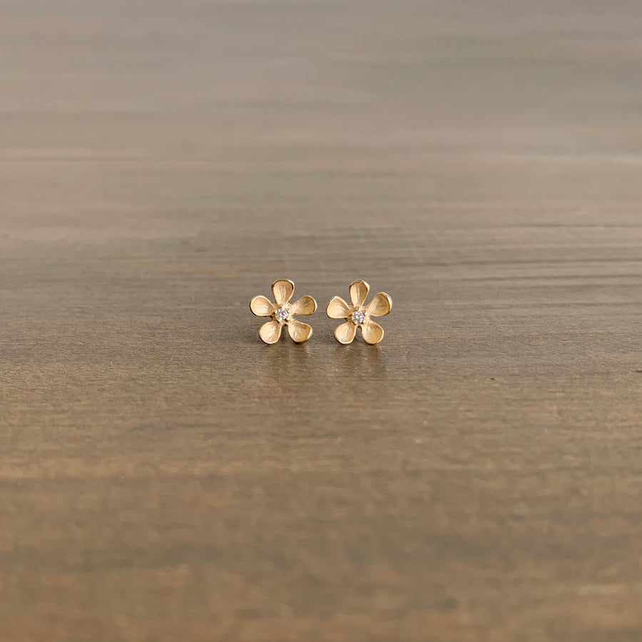 Big Flower Stud Earrings with Diamonds