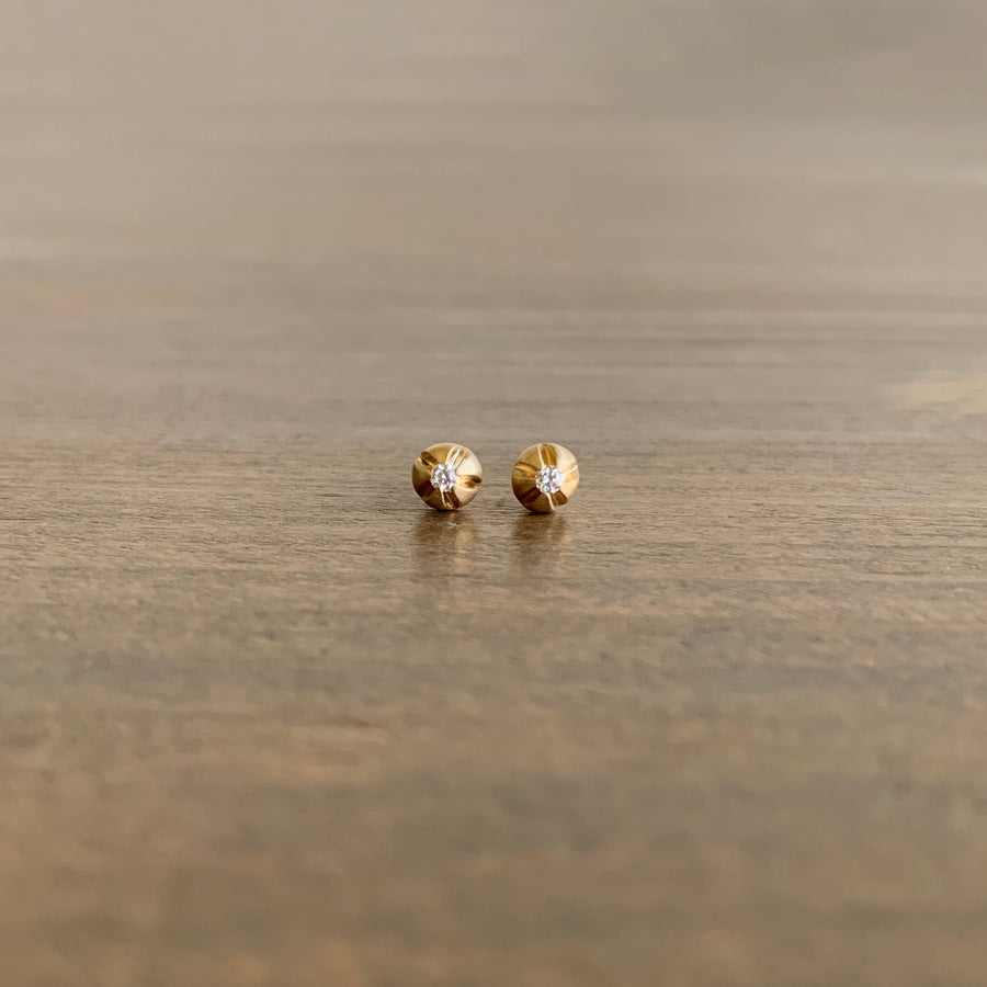 Large Blossom Stud Earrings with White Diamonds
