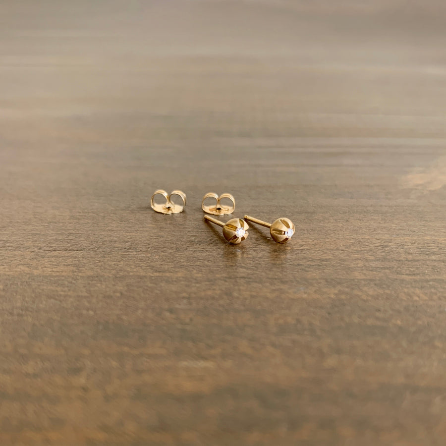 Large Blossom Stud Earrings with White Diamonds